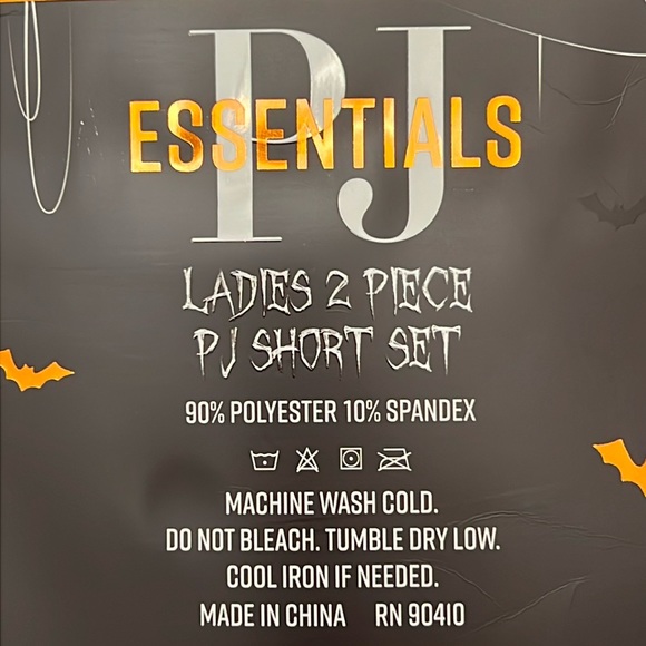 JACK O’LANTERN 2pc Pajama Set * 1X SHORTS Short Sleeve Button Down * Gray Orange - Picture 8 of 11